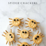 Spider crackers are an easy kids recipe that they can make on their own for a snack.