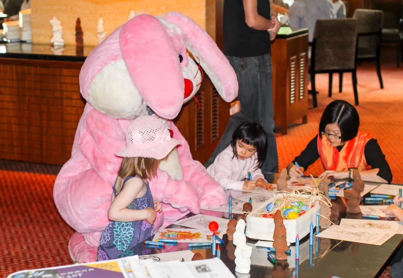 An Easter bunny at a seasonal chocolate themed tea at the Clipper Lounge in Hong Kong