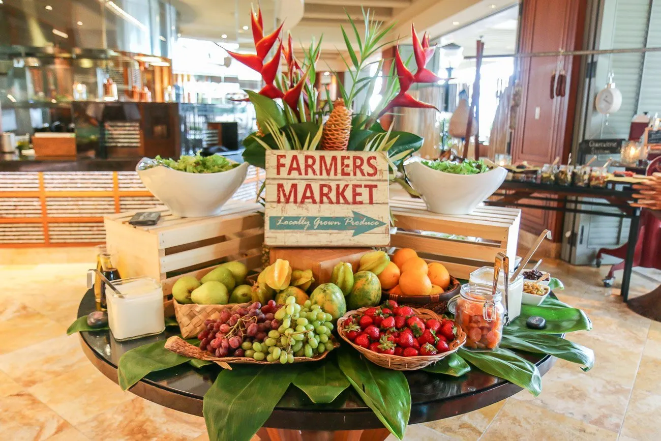 Fresh fruit and vegetable sourced locally on Maui is part of the Farmer's Market Dinner at the Four Seasons' DUO Steak and Seafood restaurant.