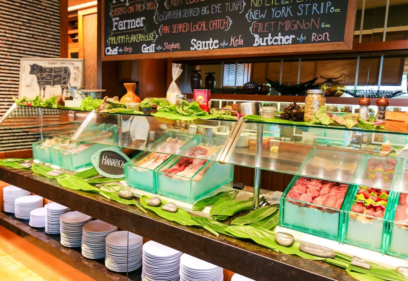 Choose-your-own local meat at Four Seasons Maui's DUO Steak and Seafood restaurant Farmer's Market dinner