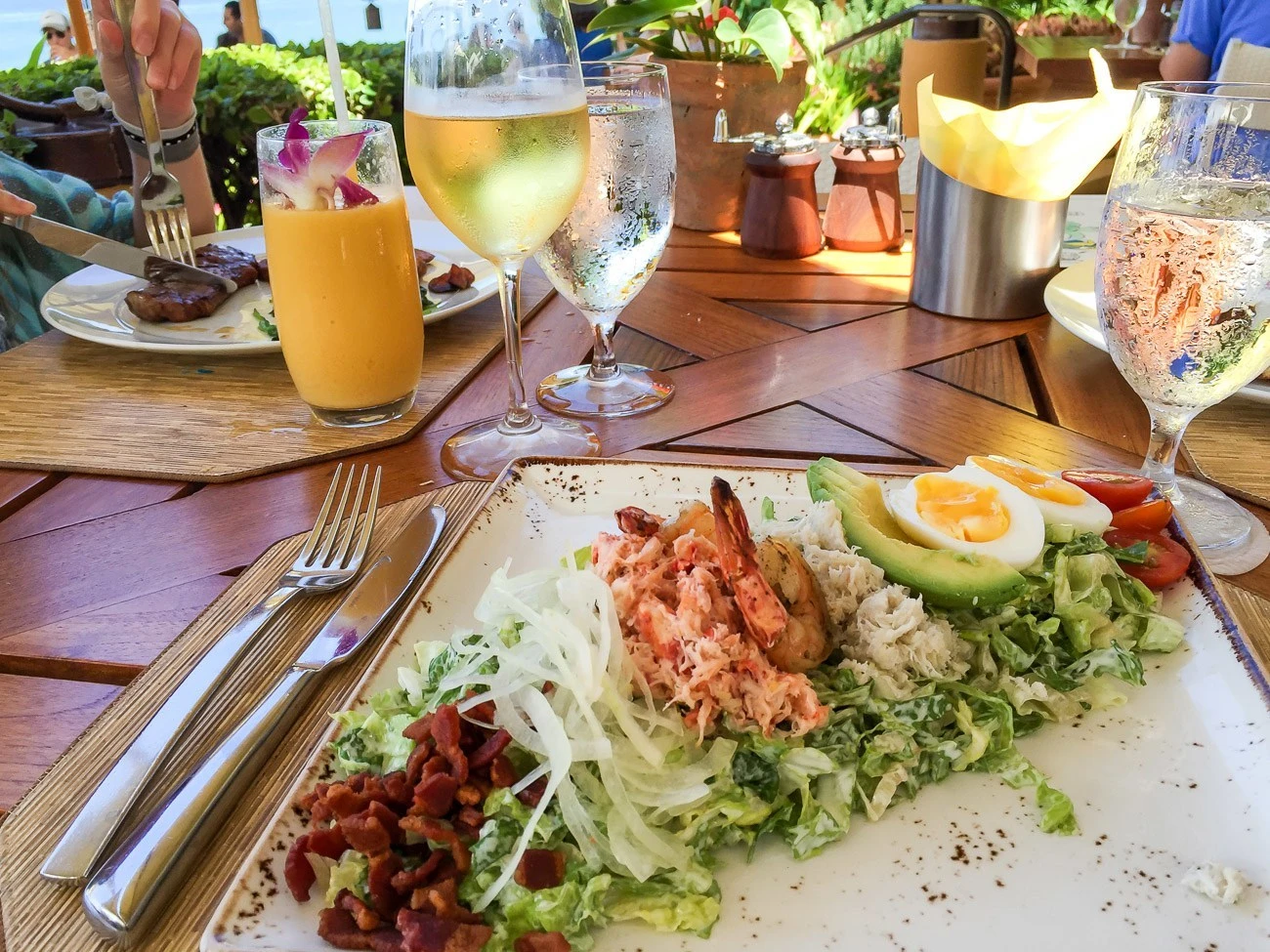 The seafood Cobb salad at Ferraro's near the pool at Four Seasons Resort Maui at Wailea