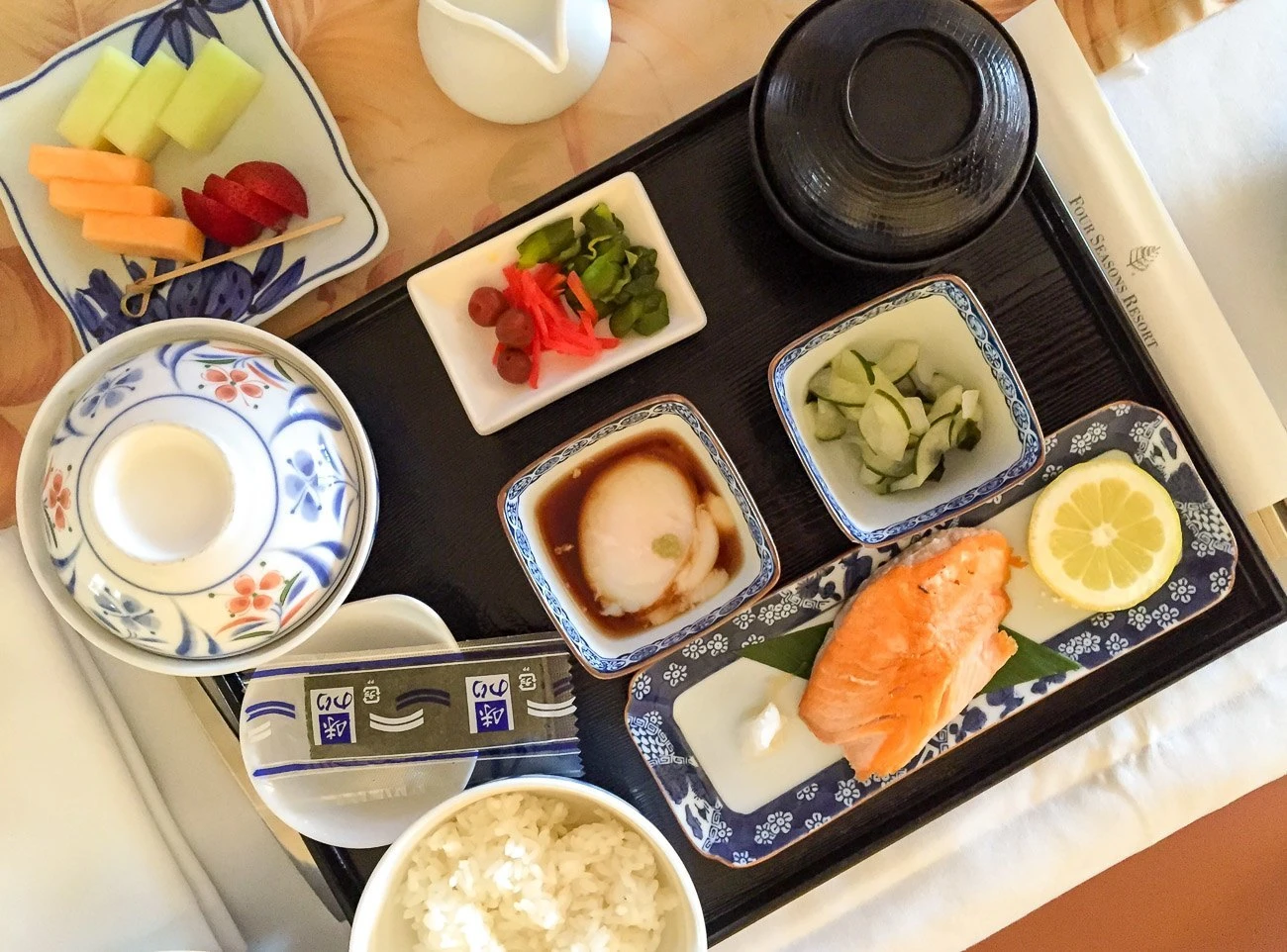 The Japanese breakfast from in-room dining at Four Seasons Resort Maui at Wailea