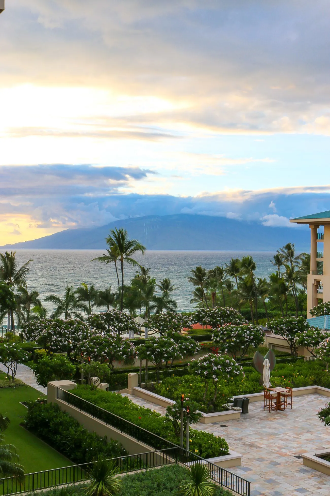 Beautiful sunset and ocean view from a room at Four Seasons Resort Maui at Wailea