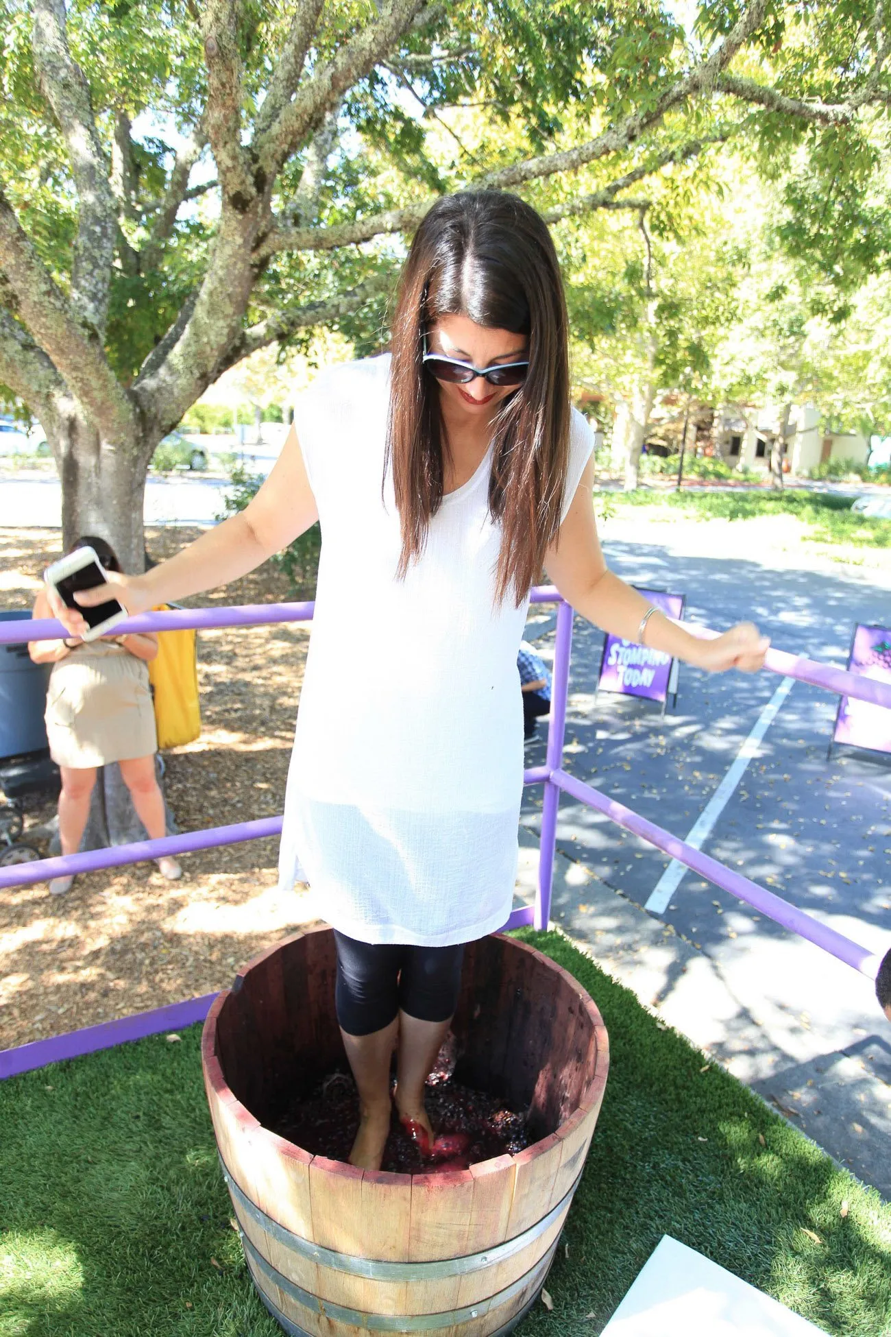 You can stomp grapes at Sterling Vineyards in Napa Valley!