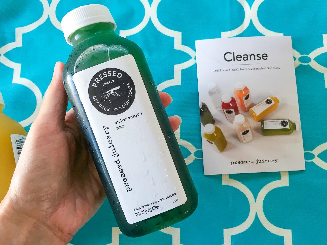 Chlorophyll water from Pressed Juicery helps curb hunger and detox during a juice cleanse