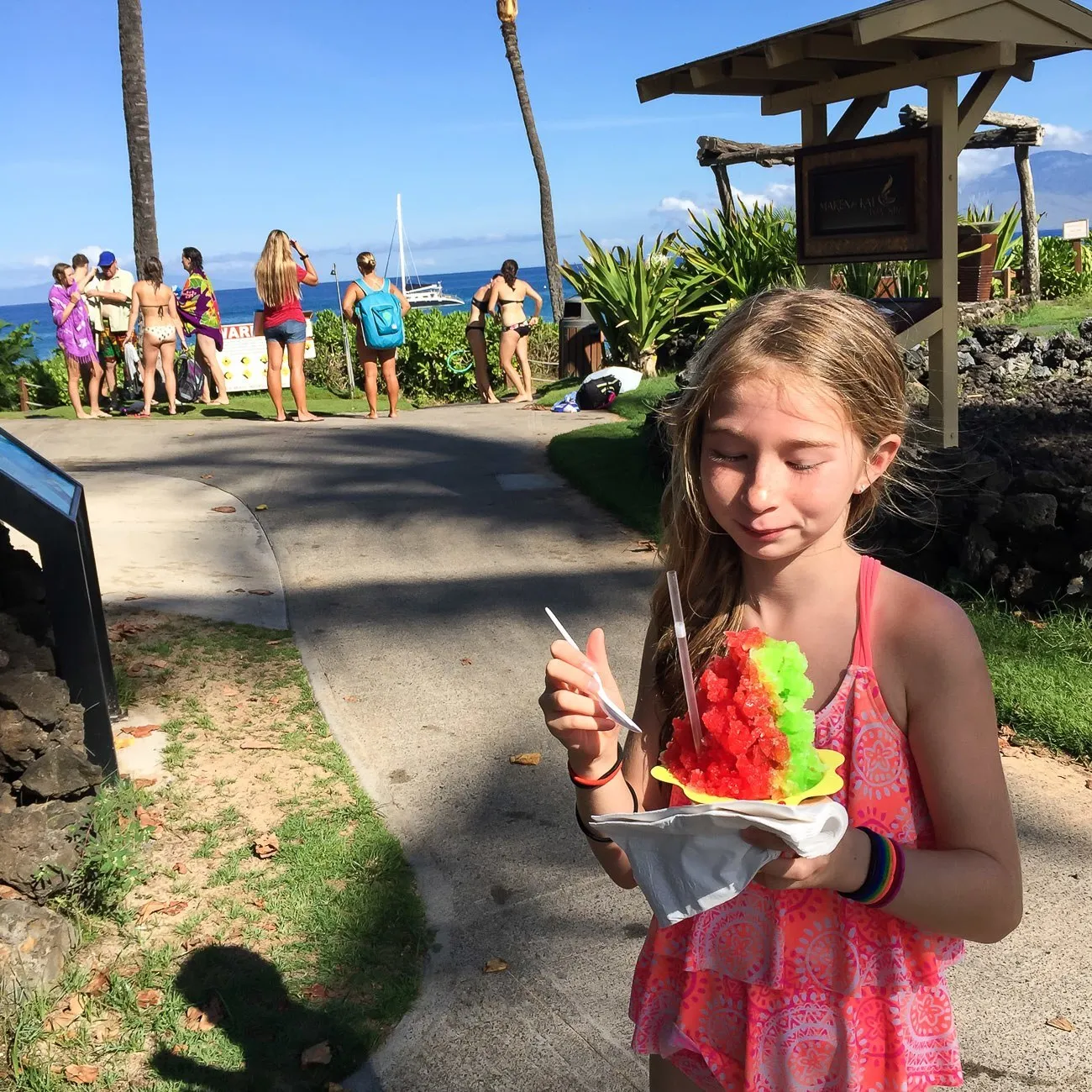 Shave ice at Makena Beach Resort after a snorkeling tour with Kai Kanani