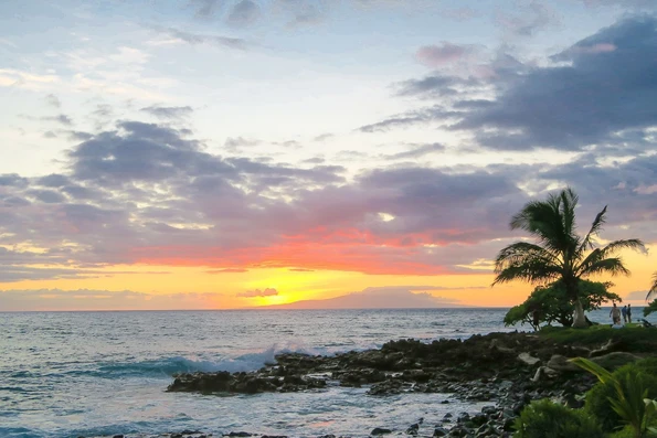 A sunset on the beach near Four Seasons Wailea, Maui
