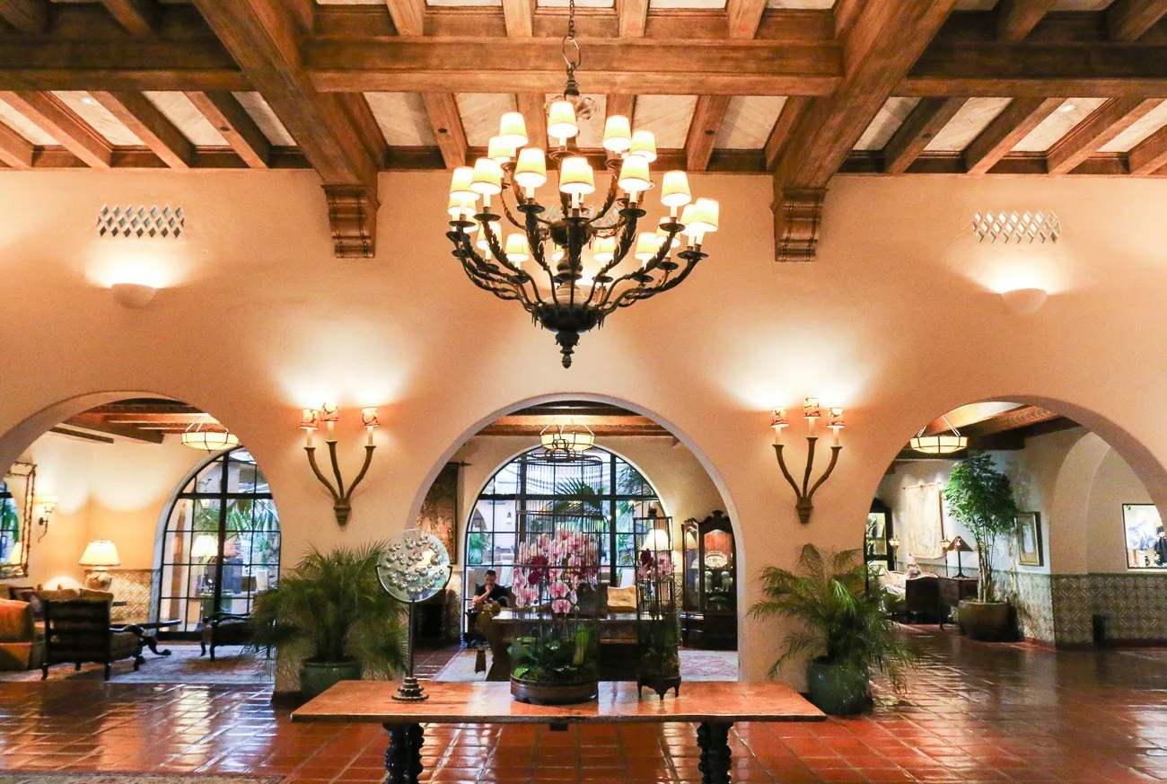 The stunning lobby area inside Four Seasons Resort The Biltmore Santa Barbara