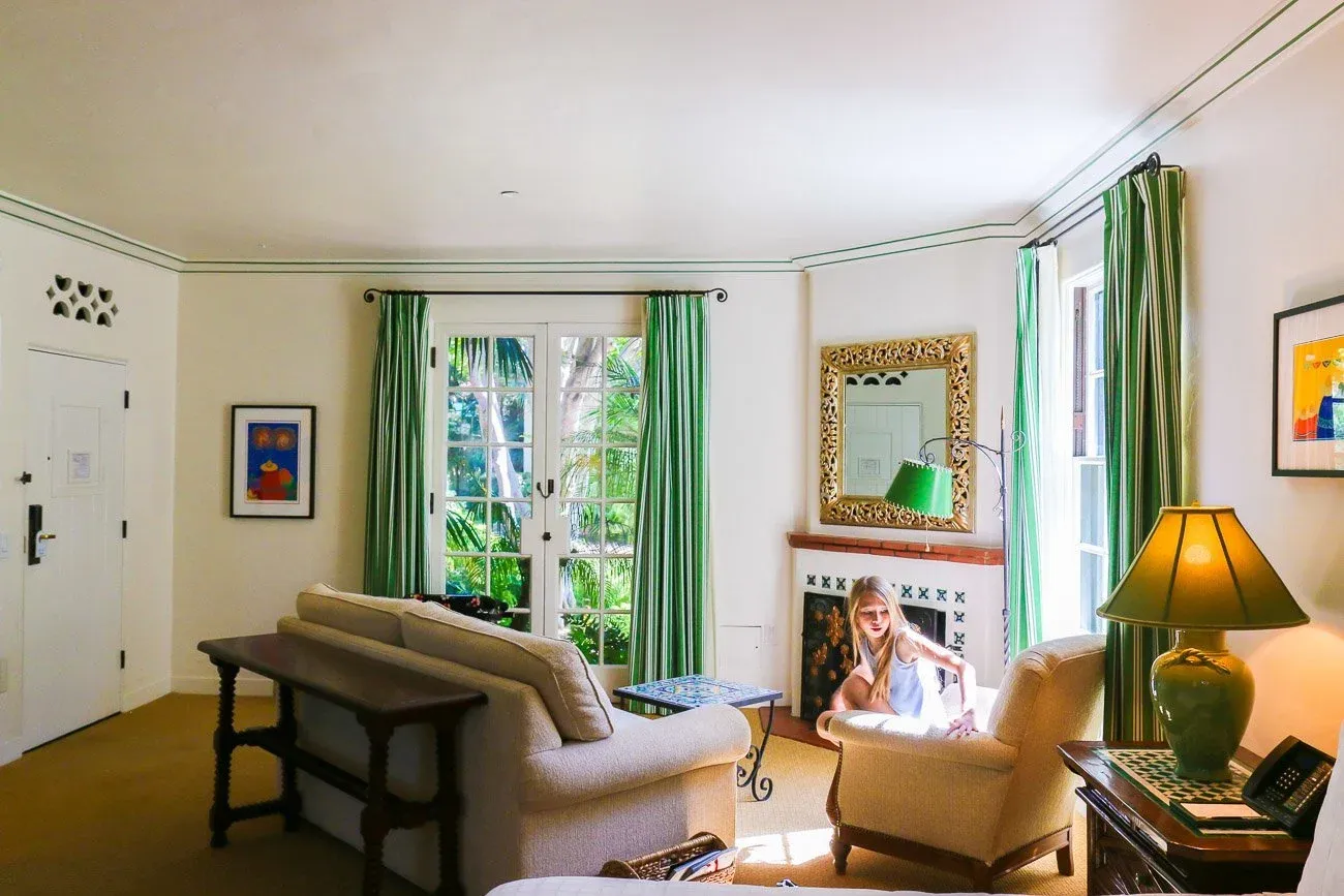 The living area in our room at Four Seasons Resort The Biltmore, Santa Barbara