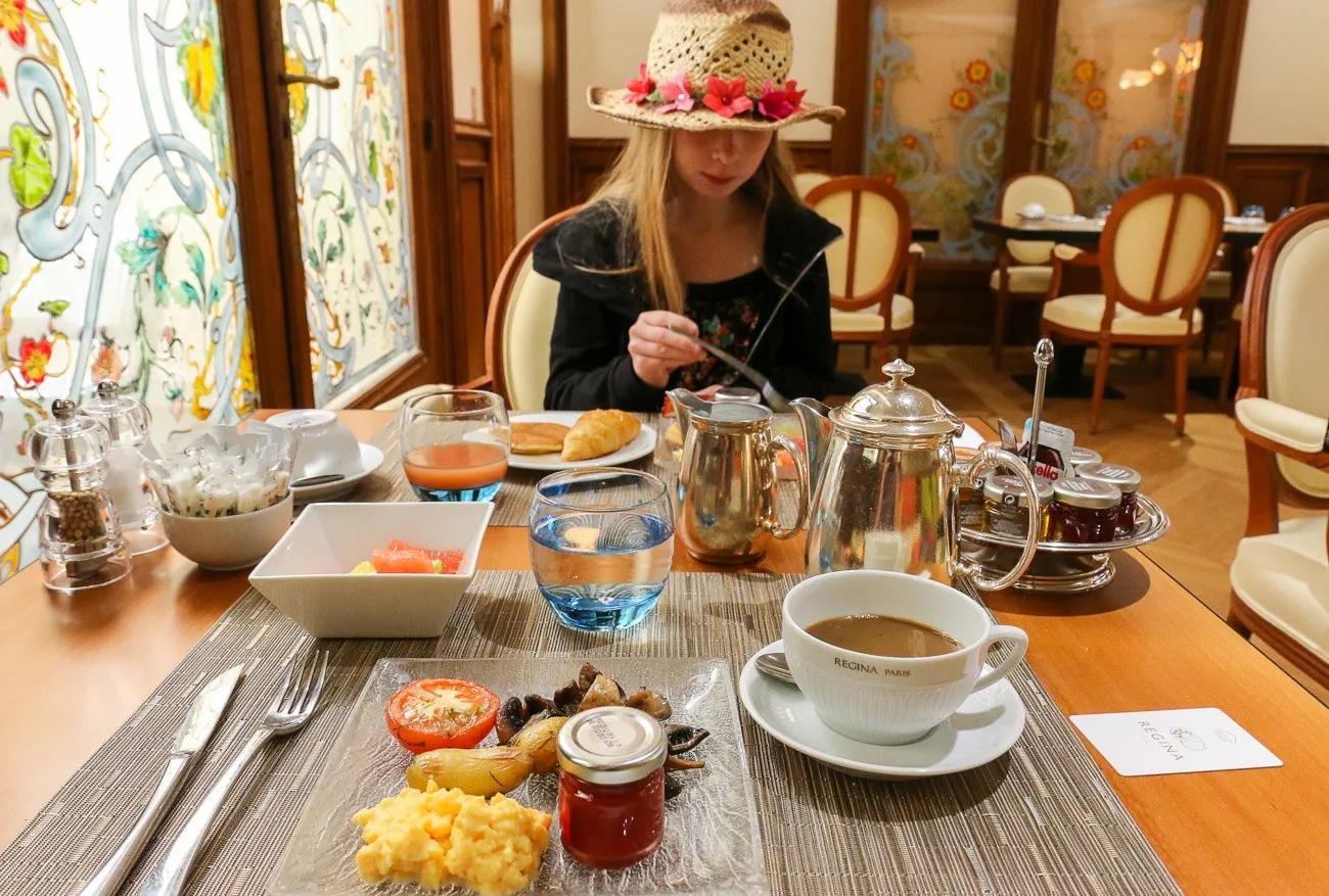 Breakfast buffet at Hotel Regina in Paris