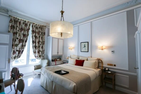 A family room at Hotel Regina is actually two joining rooms booked as one, a perfect arrangement for overcoming jet lag.