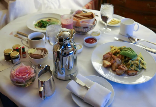 Our room service breakfast trolley at Four Seasons Westlake Village.