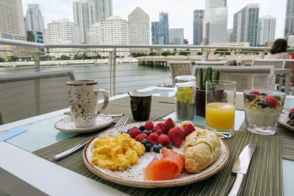 Breakfast at Mandarin Oriental, one of Miami's best luxury hotels.