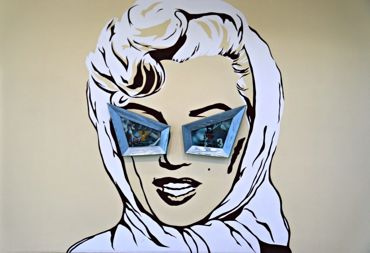 A Marilyn Monroe mural inside MCASD La Jolla