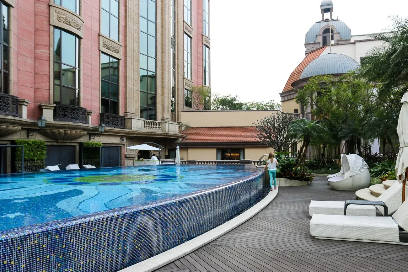 The pretty Mandarin Oriental, Taipei outdoor pool.