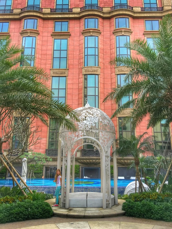 Mandarin Oriental, Taipei's outdoor terrace and heated pool.