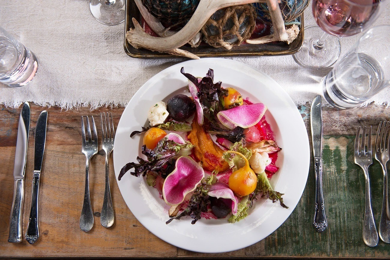 A plated salad at The Ranch at Laguna Beach