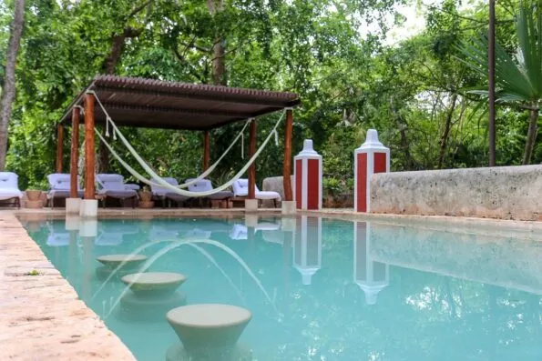 The pool at Hacienda Petac, a luxury accommodation in Mexico's Yucatan peninsula near Merida.