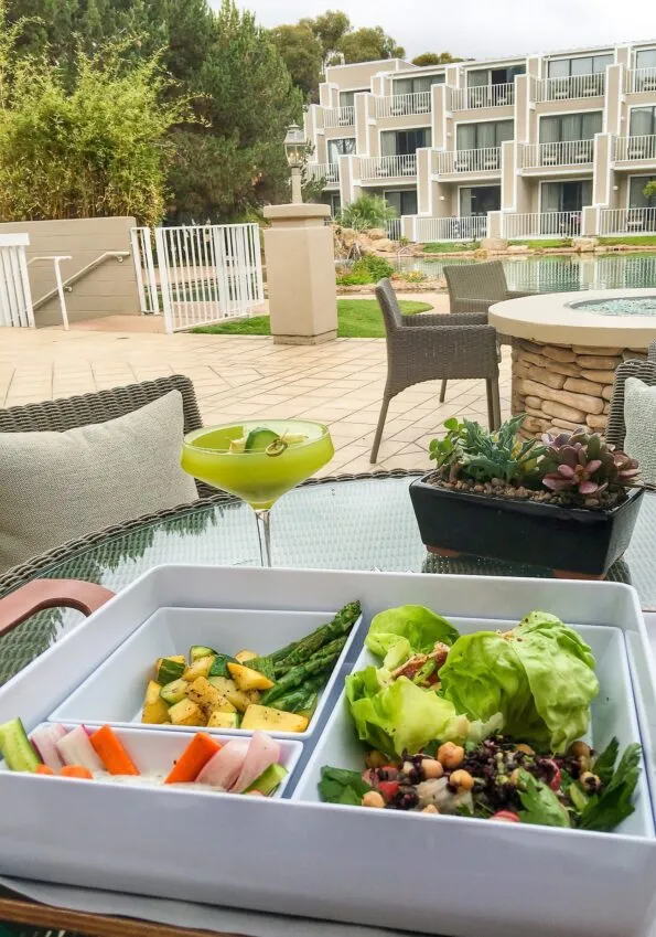 Bento box lunch at The Spa at Coronado Island inside the Marriott hotel.