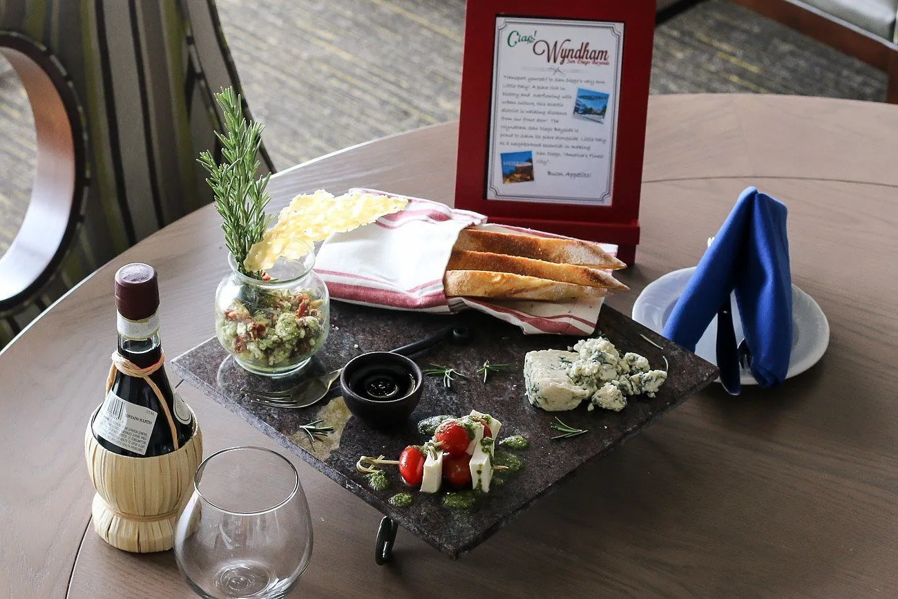 A Little Italy themed amenity in our room at Wyndham San Diego Bayside