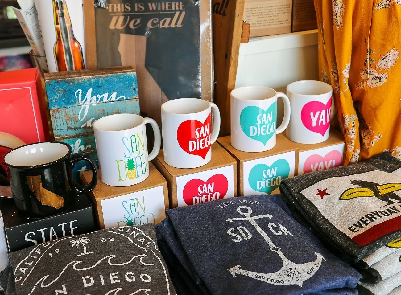 San Diego gear at a shop in The Headquarters