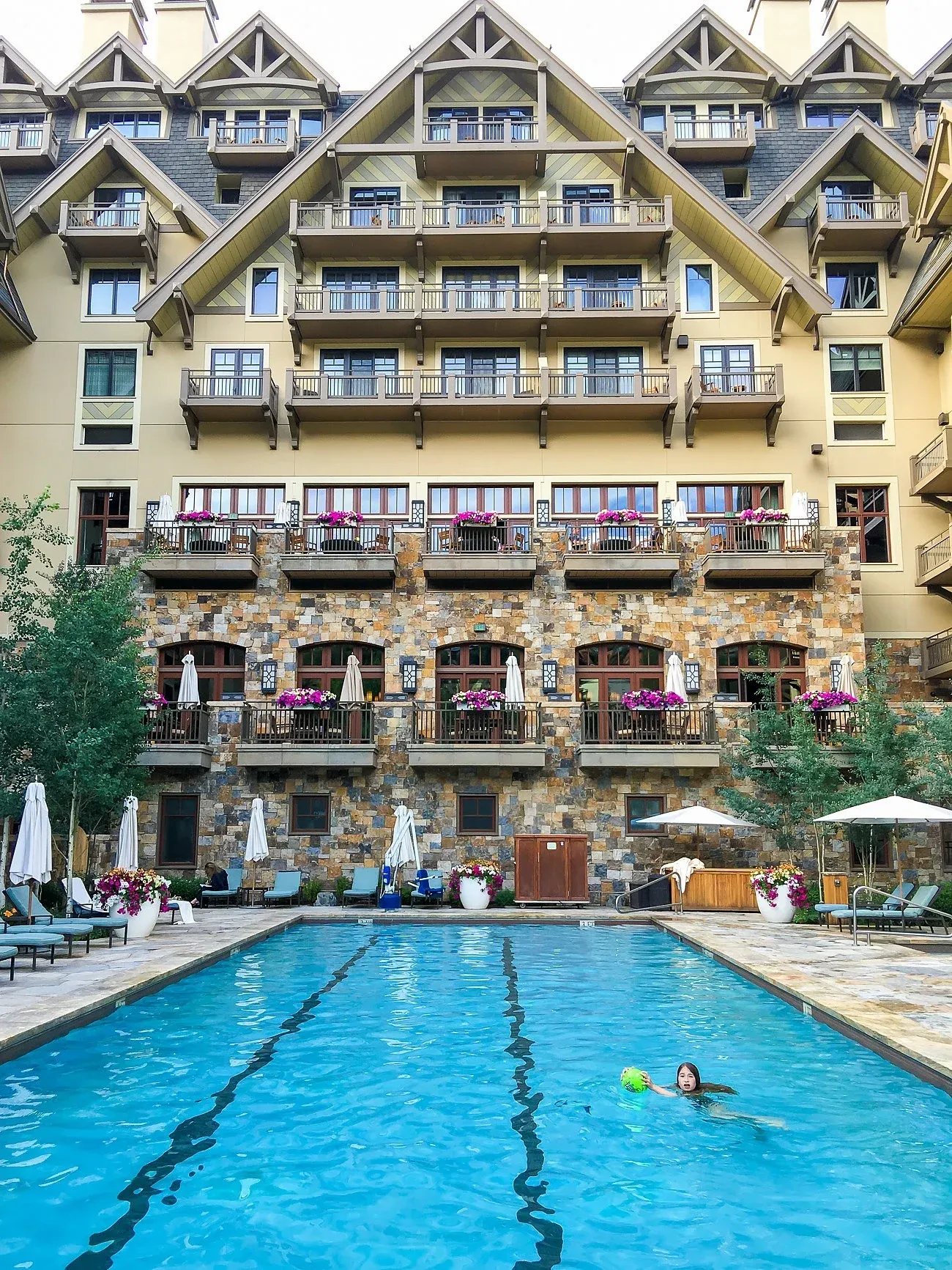 The pool at Four Seasons Vail is heated year-round which means you can swim even when it's snowing!