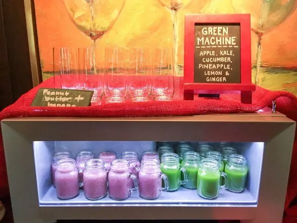 Mini smoothies and juices at Four Seasons Resort Vail's buffet breakfast. Cute!