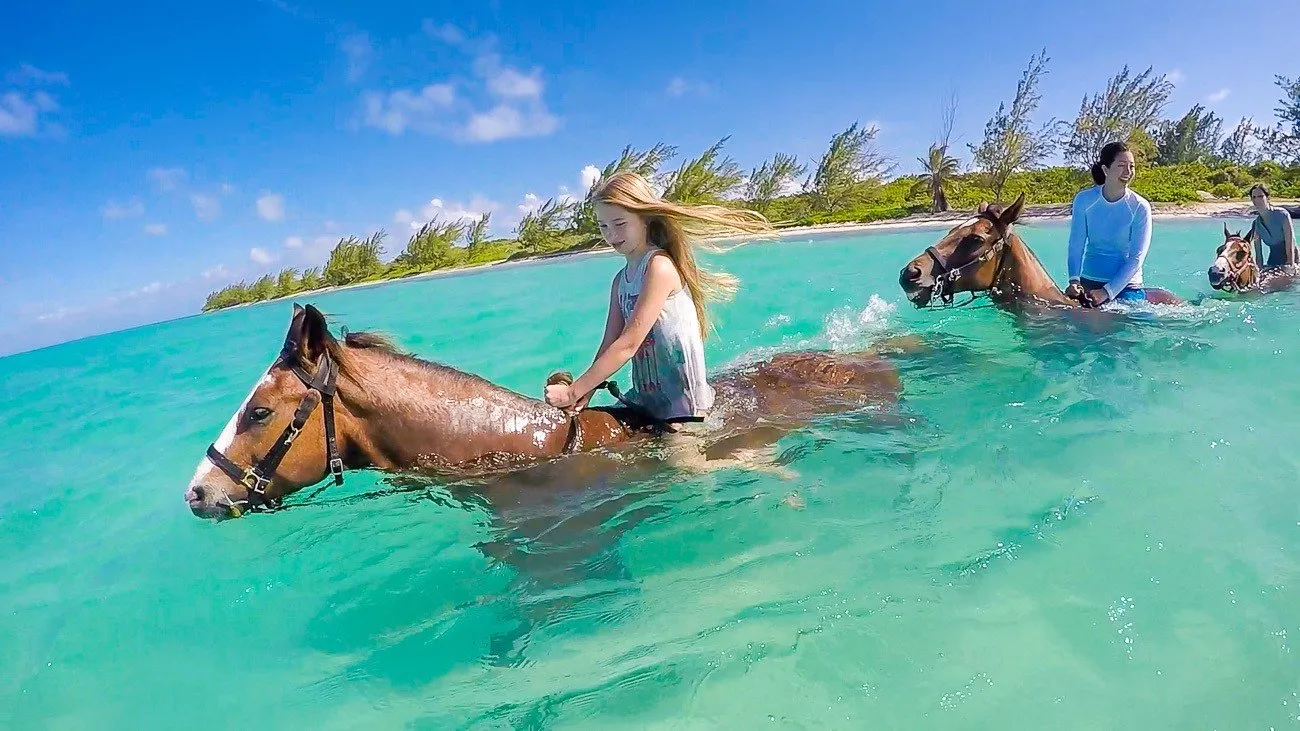 See why riding swimming horses is one of the best things to do in Grand Cayman with kids