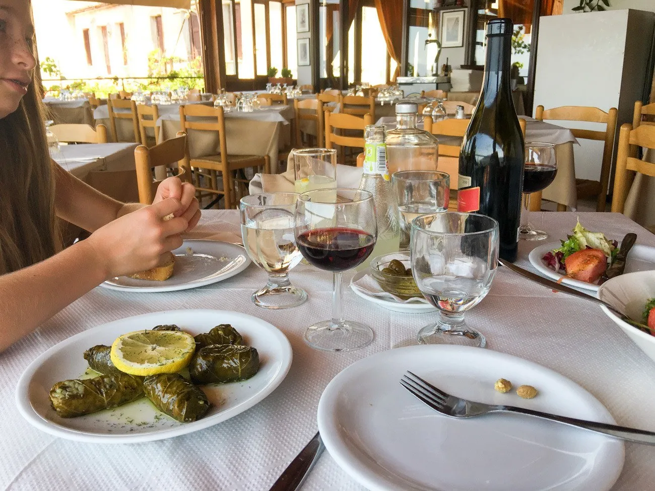 The view from Taverna Vakchos, a fantastic restaurant in Delphi, Greece.