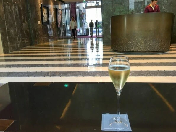 A welcome glass of champagne at the Mandarin Oriental hotel in Paris. Definitely one of the city's best luxury hotels.