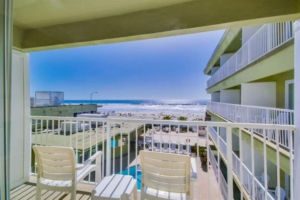 View to Pacific Beach from Surfer Beach Hotel.