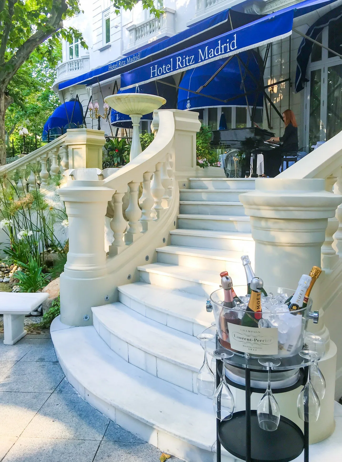 Champagne at The Ritz Garden in Madrid