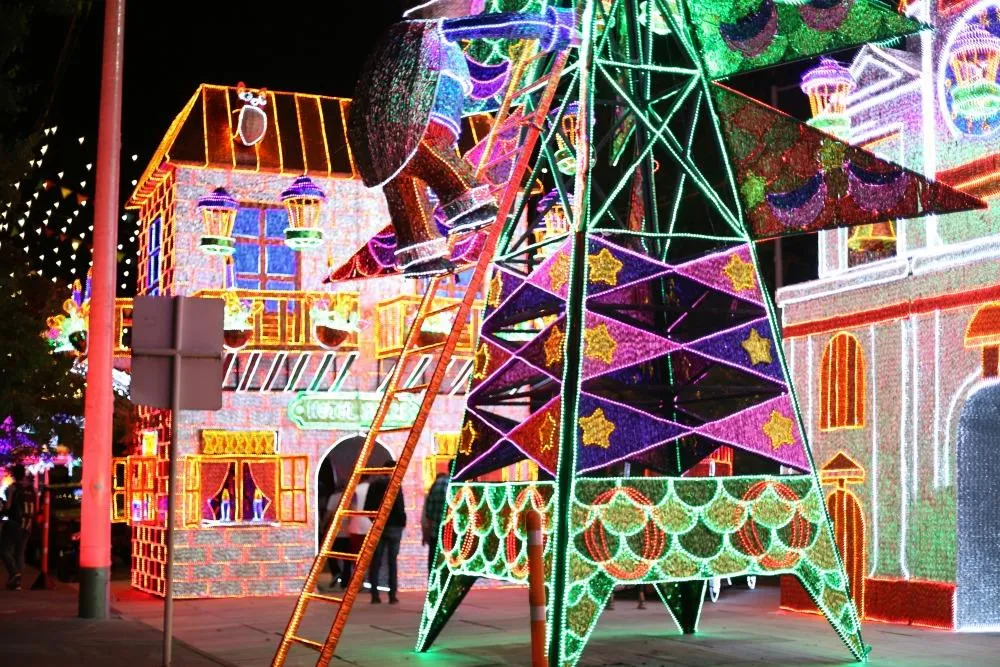 A Christmas light display in Medell&iacute;n, Colombia.