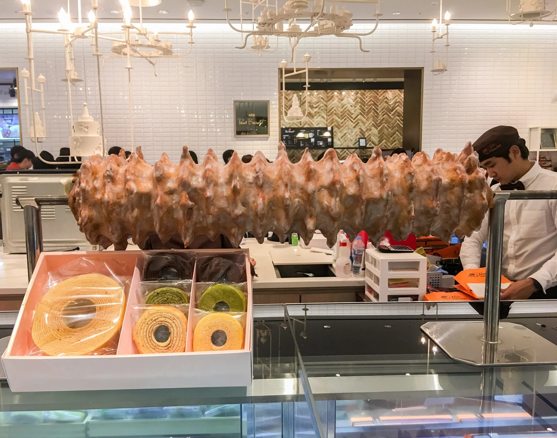 A German baumkuchen spit cake inside Shinsegae's Menagerie in Seoul.