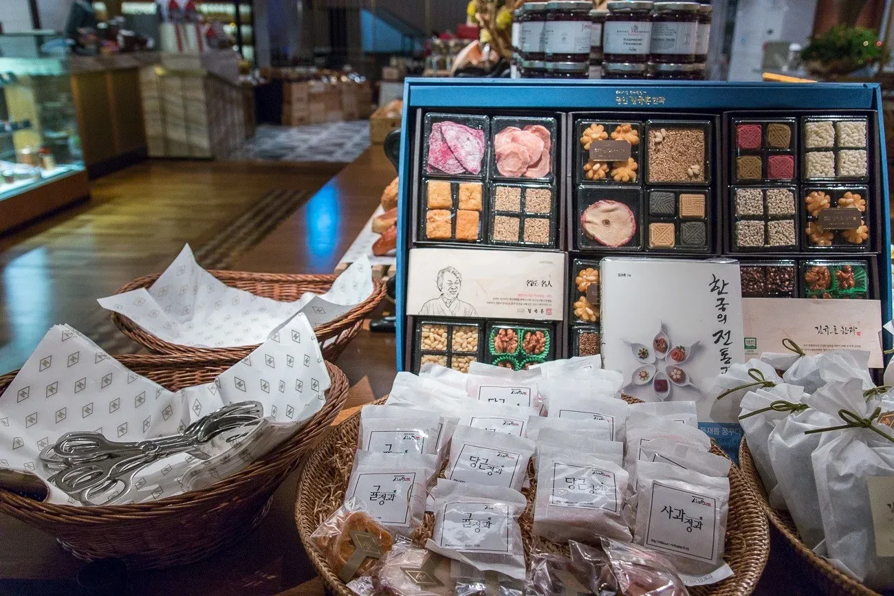 Korean specialty snacks and desserts make a great souvenir from The Marketplace at Four Seasons Hotel Seoul.