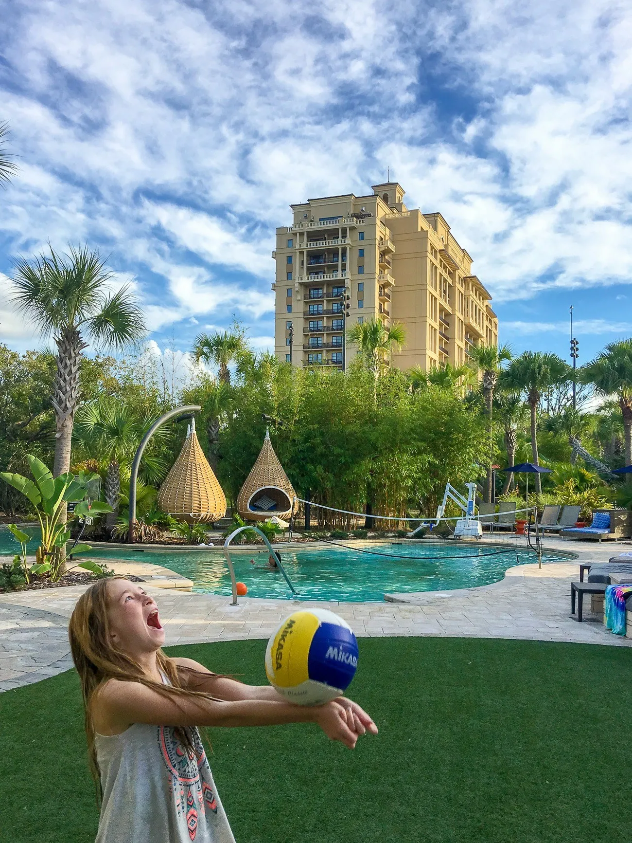 The awesome poolside sports and game area near the lazy river at Four Seasons Resort Orlando at Walt Disney World Resort.