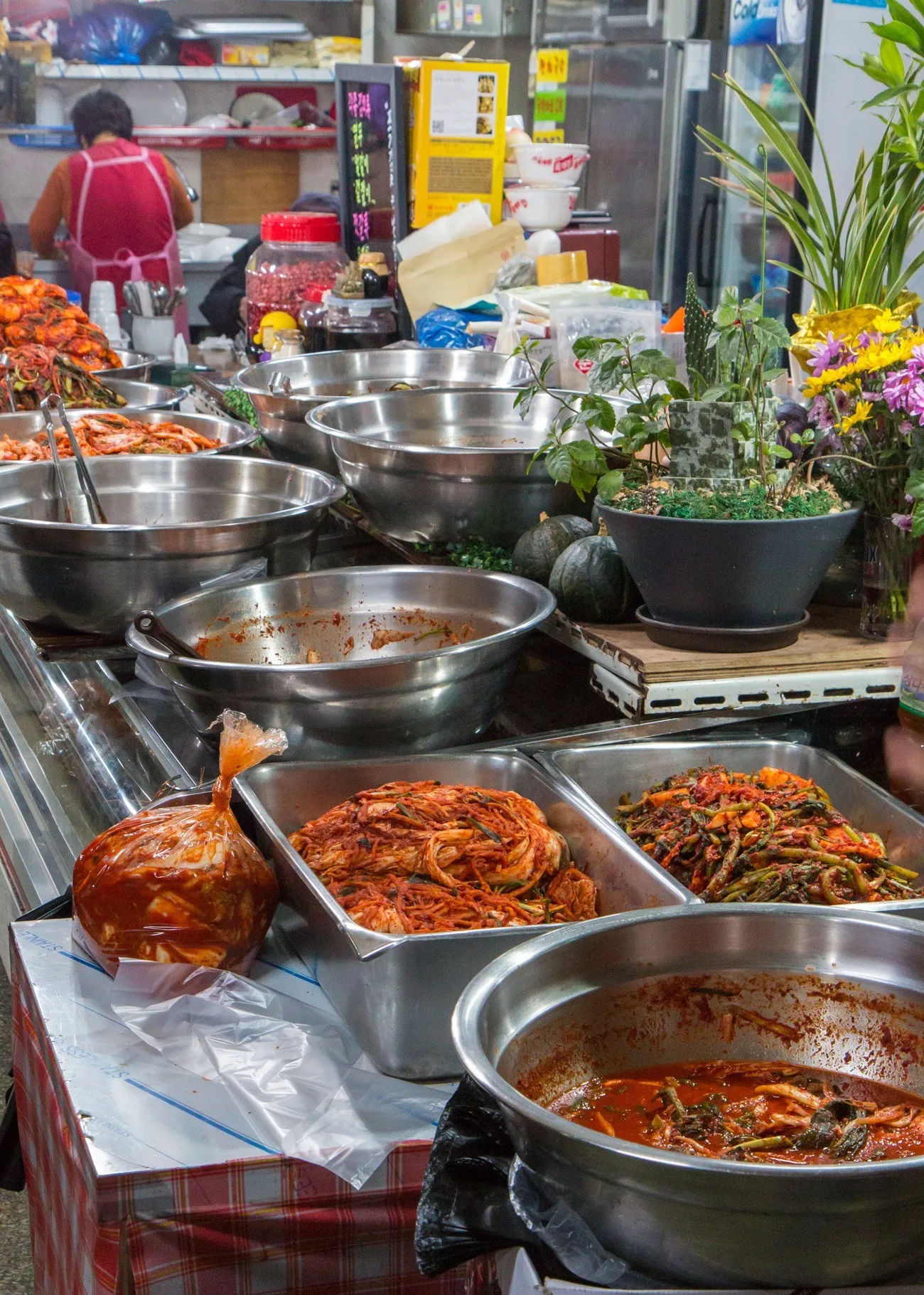 Kimchi as seen at a market during a Seoul street food tour.