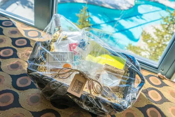 A lovely gourmet basket delivered to The Westin by Blue Market and Wine Bar in Mammoth.