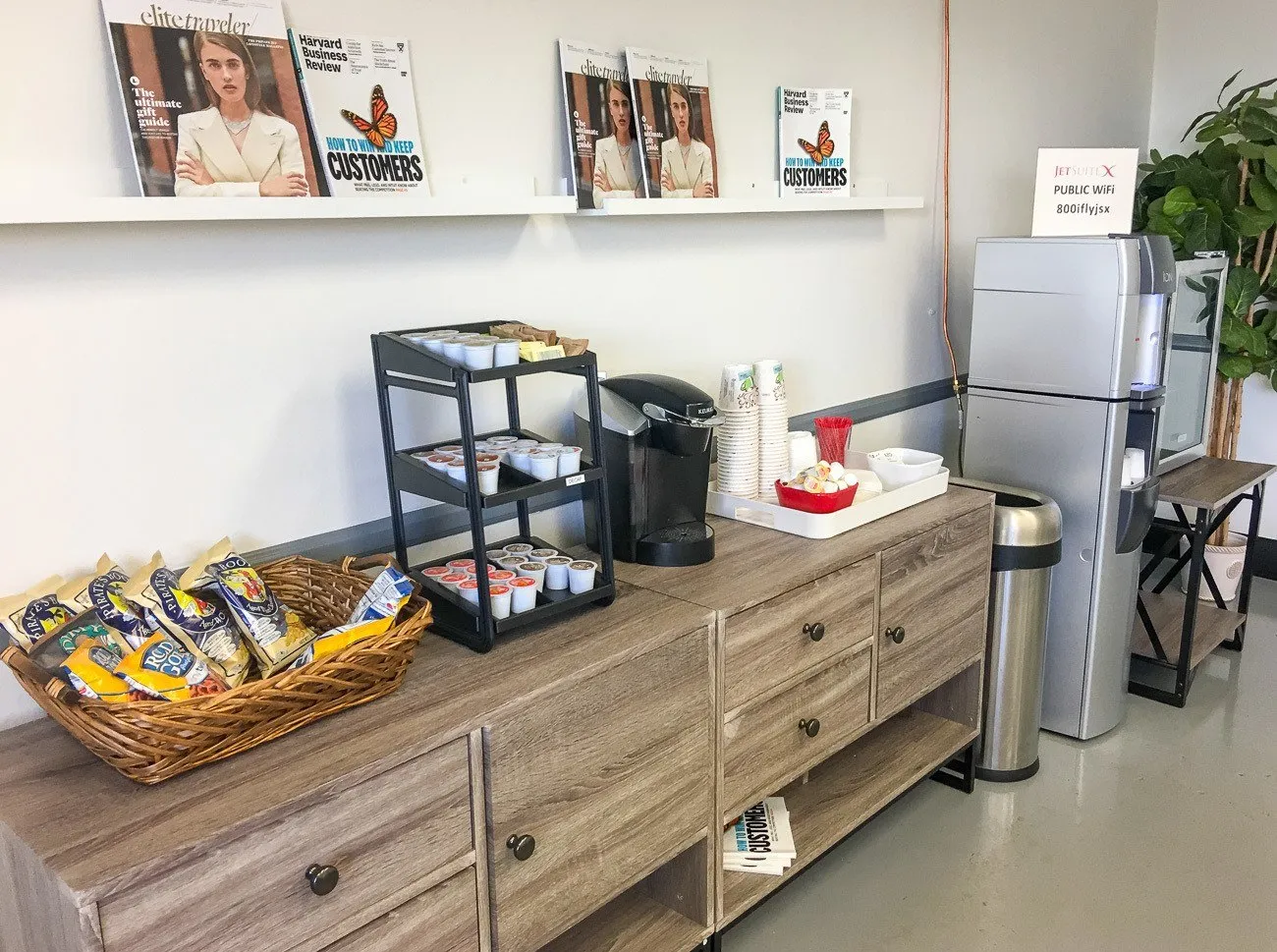 Inside the JetSuiteX lounge at Burbank Airport.