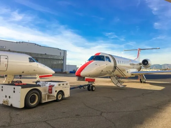 A JetSuiteX plane at the Burbank Airport.