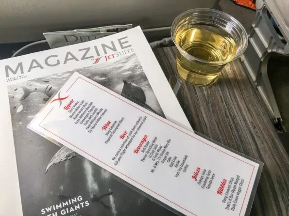 Passengers on JetSuiteX have a nice menu of premium wine and cocktails.