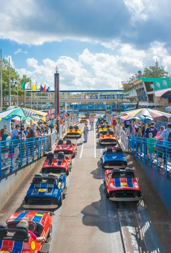 With our Disney World VIP tour we did wait in line for Tomorrowland Speedway at Magic Kingdom.