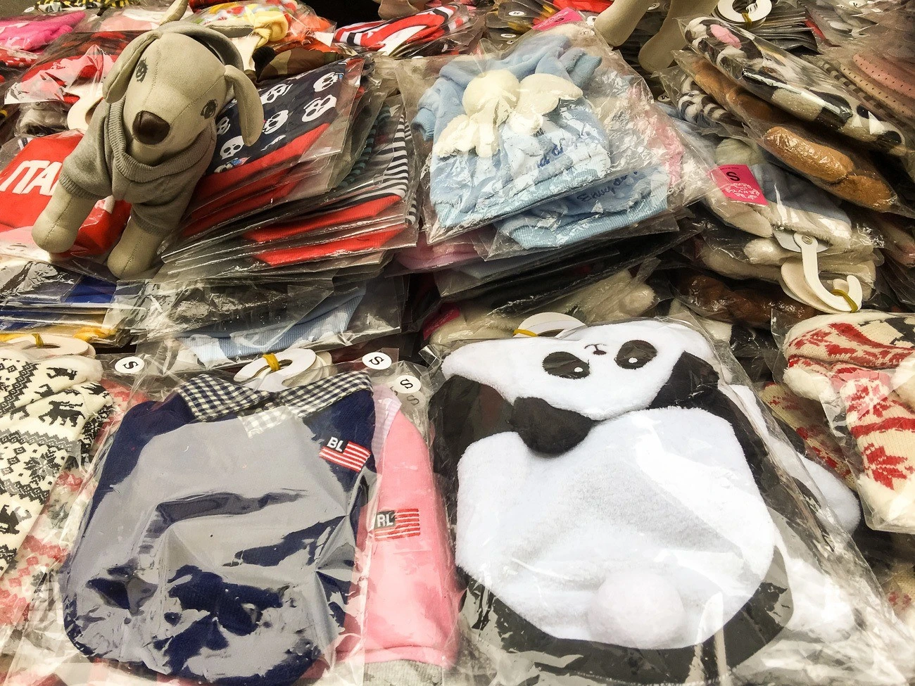 Dog sweaters at Namdaemun Market in Myeongdong, Seoul's famous shopping district.