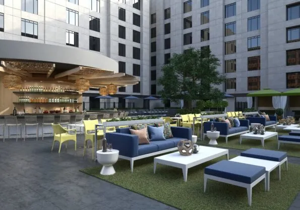 The Upper East bar at Solamar San Diego's rooftop pool area.