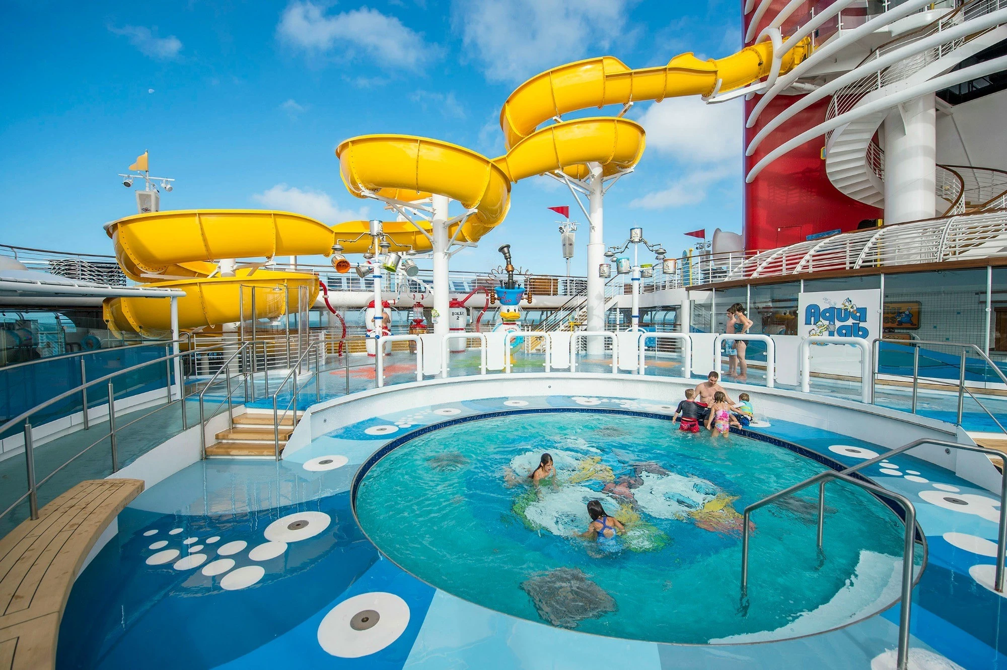 Disney cruises from San Diego are on the Disney Wonder ship. It has a new AquaLab water playground.