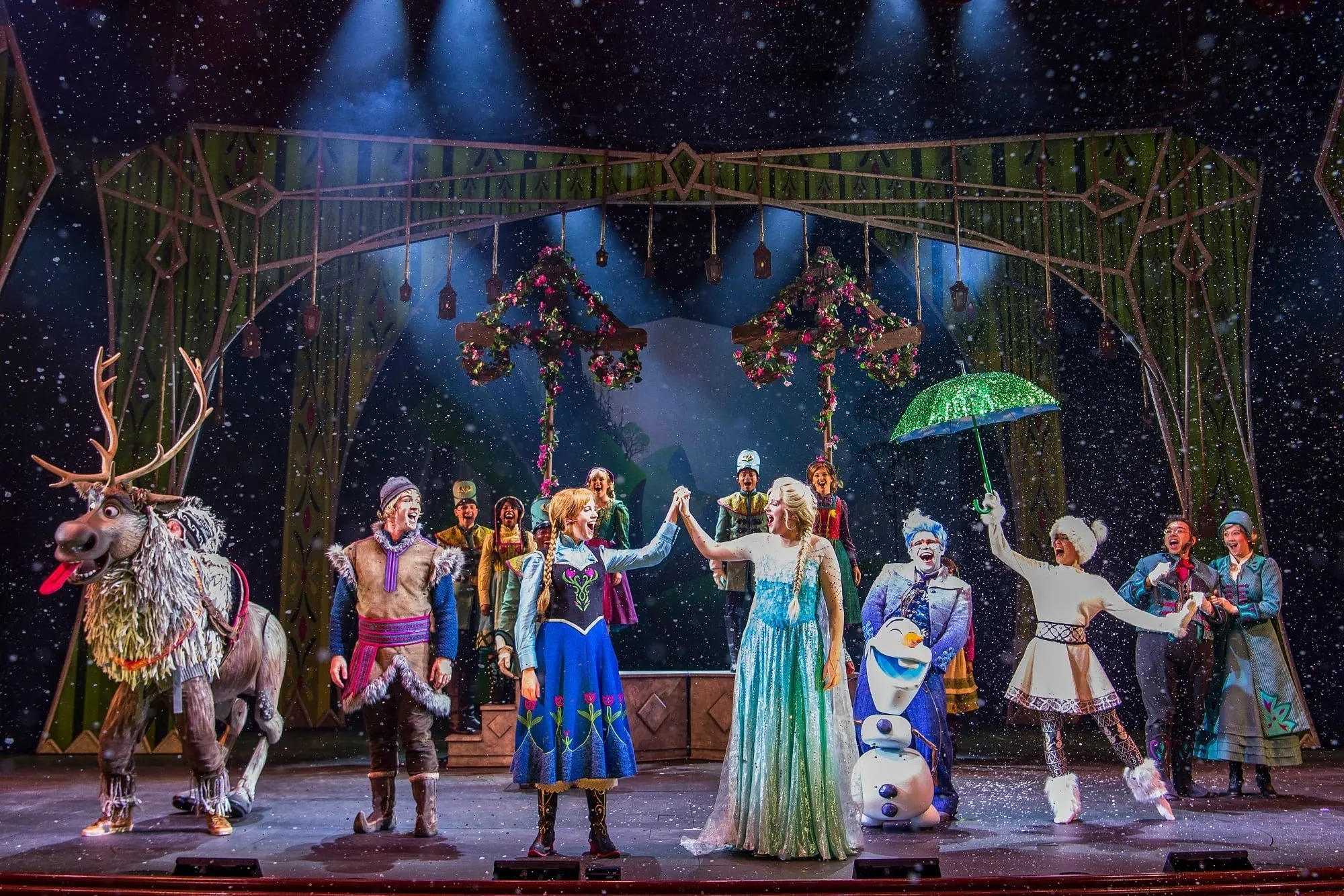 Frozen, A Musical Spectacular is a show on the Disney Wonder ship which is the Disney cruise departing San Diego.