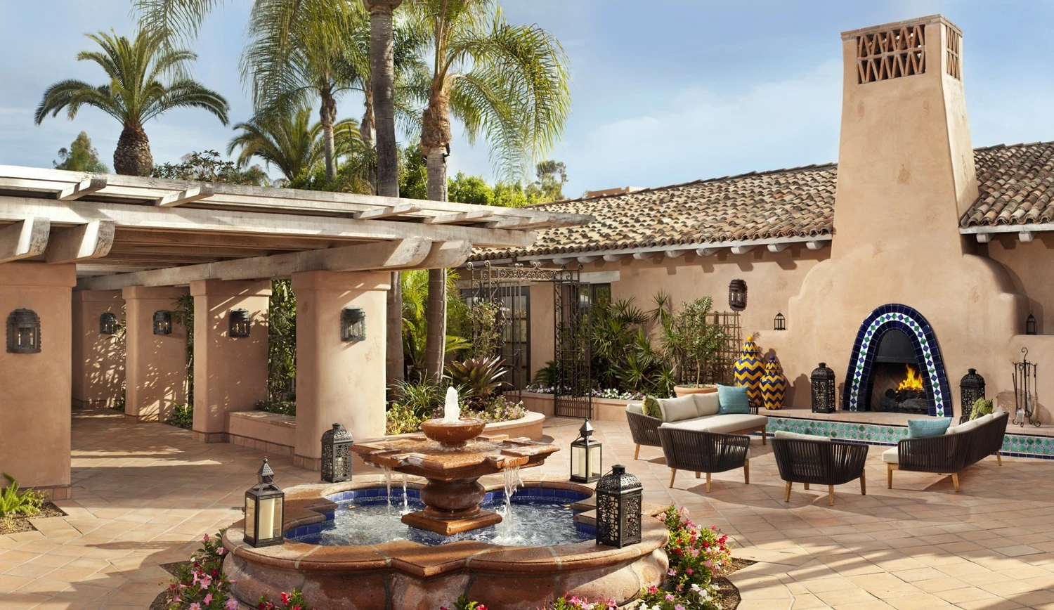 A courtyard at Rancho Valencia, one of San Diego's best luxury resorts.