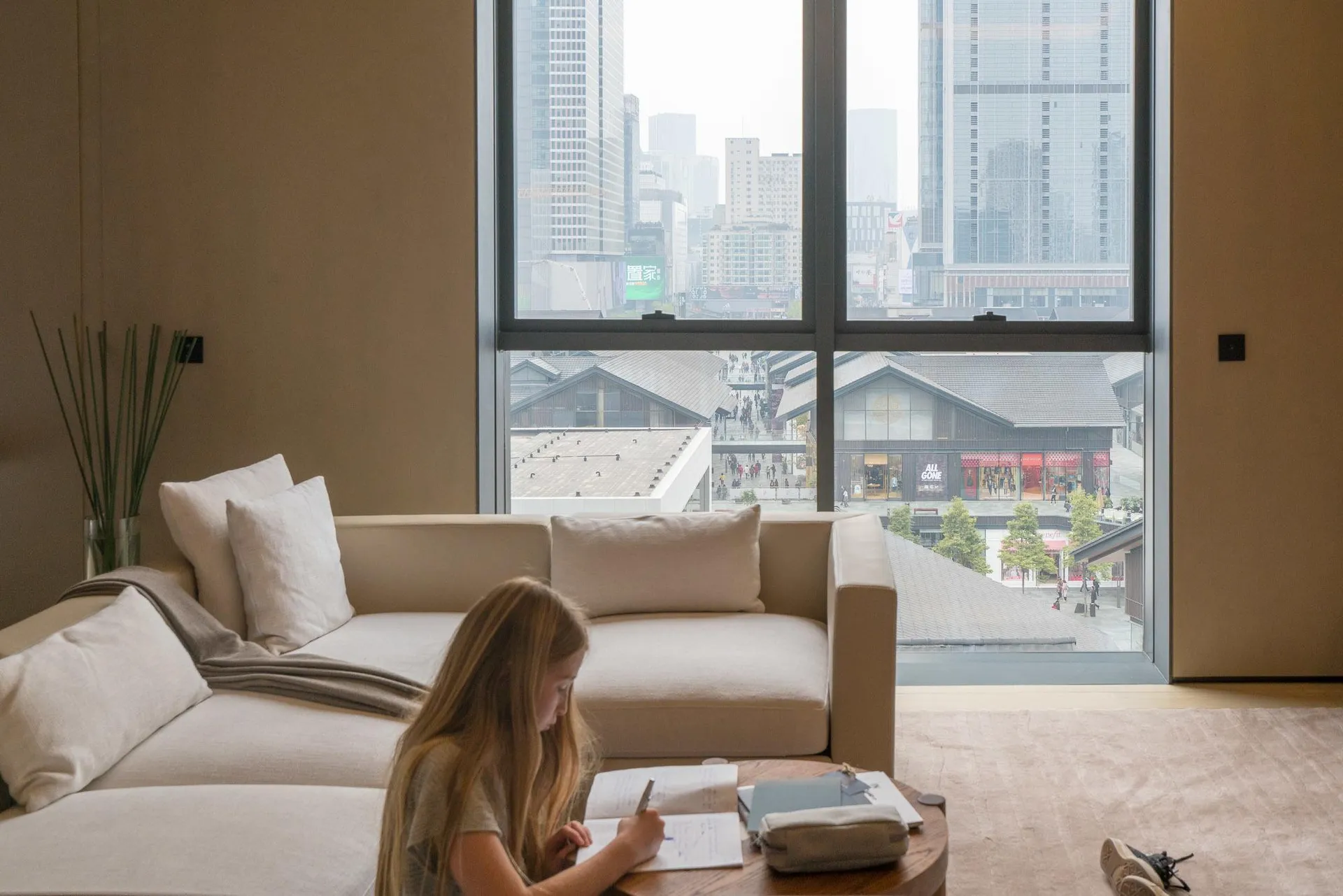 A residence living room at The Temple House, a luxury hotel in Chengdu.