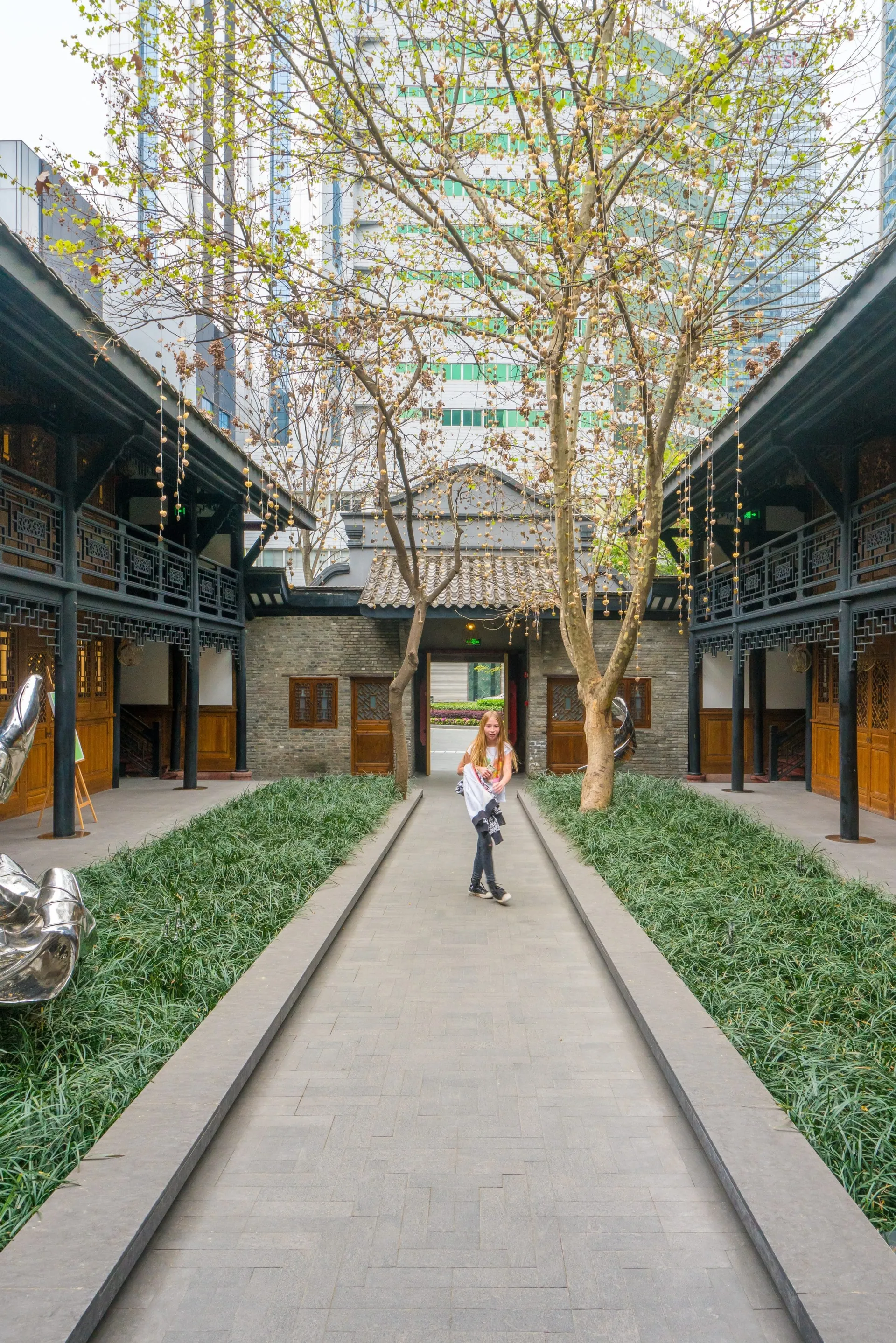 The Bitieshi courtyard at The Temple House, a luxury hotel in Chengdu.