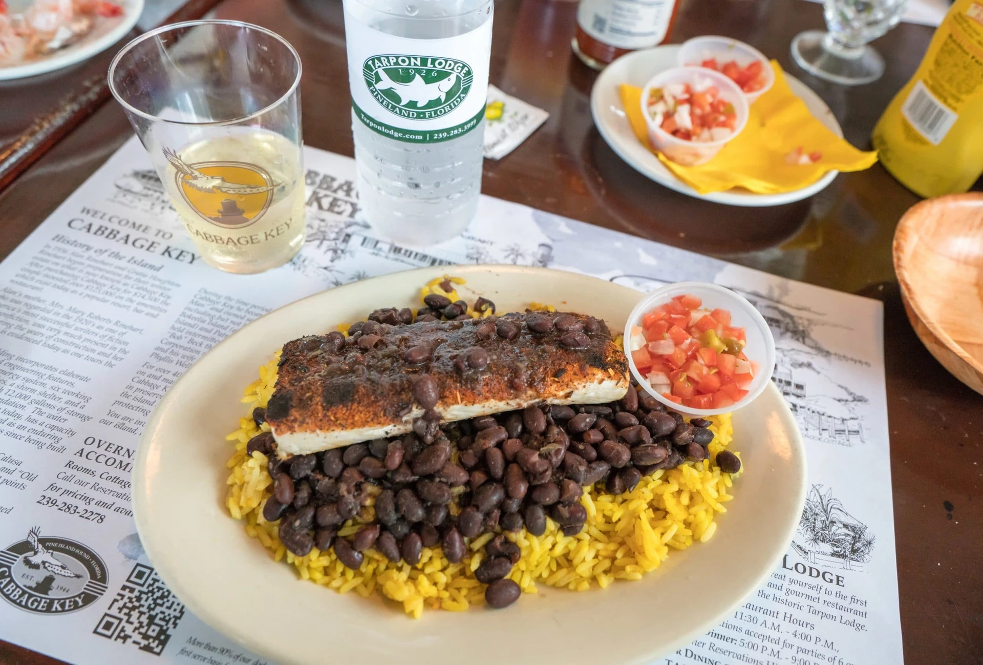 Black beans, rice and mahi at Cabbage Key restaurant.